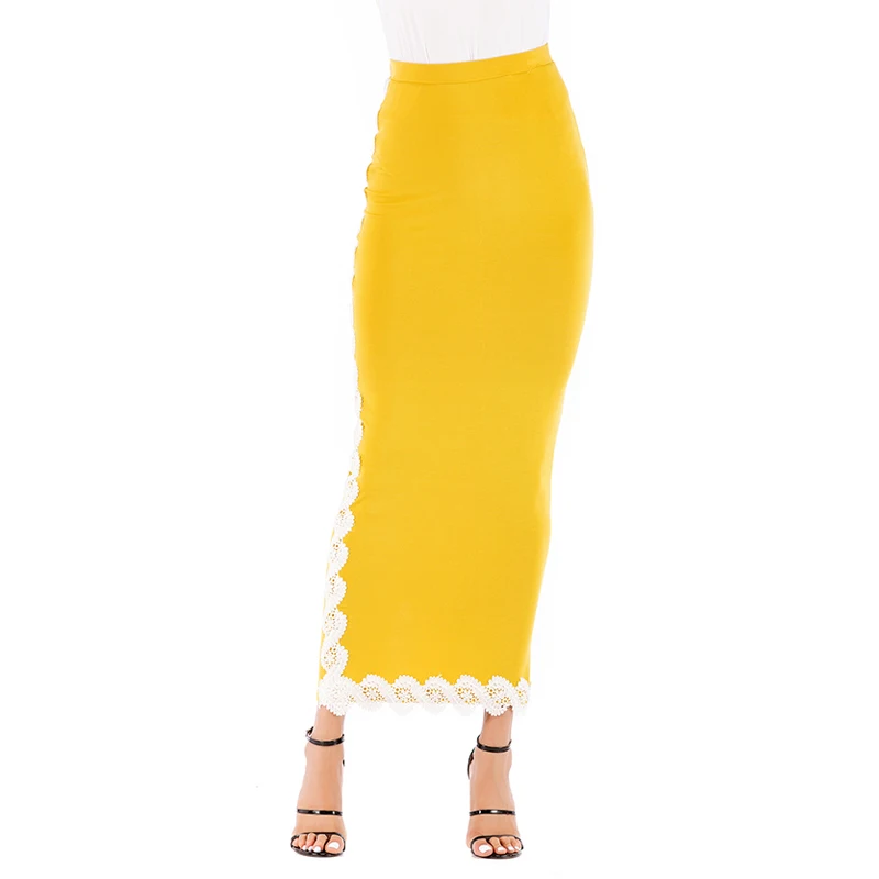 Плюс размер модал Faldas Mujer Moda Абая, для мусульман Высокая талия кружевная обтягивающая юбка-макси длинные юбки женская одежда Jupe Femme