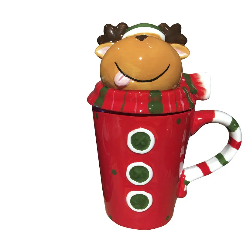 Горячая 3D Новогодние кружки с лося/Снеговик/пингвин/SantaClaus крышкой Кофе молока