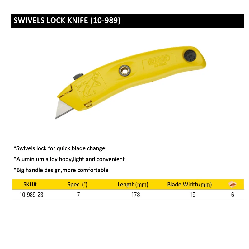 Стэнли 10-989 многофункциональный металлический светильник для тела универсальный поворотный нож DIY многоразовые сменные лезвия Ножи Инструменты большая ручка