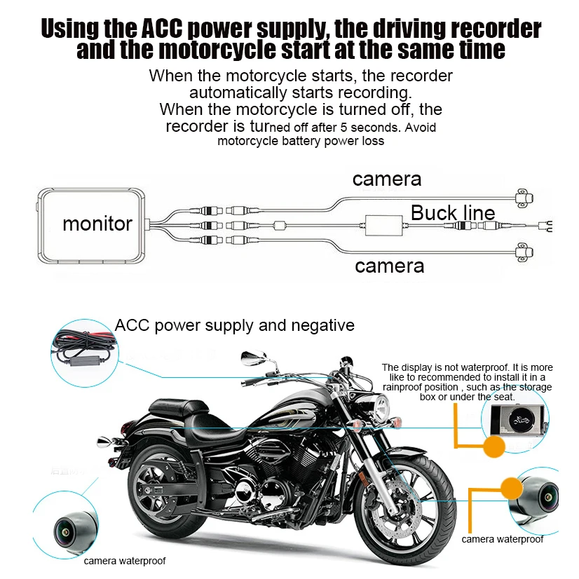 M19 Cool Motorcycle 1080P Front 720P Rear Dual Round mini Camera DVR Motor Dash Cam Special Front R