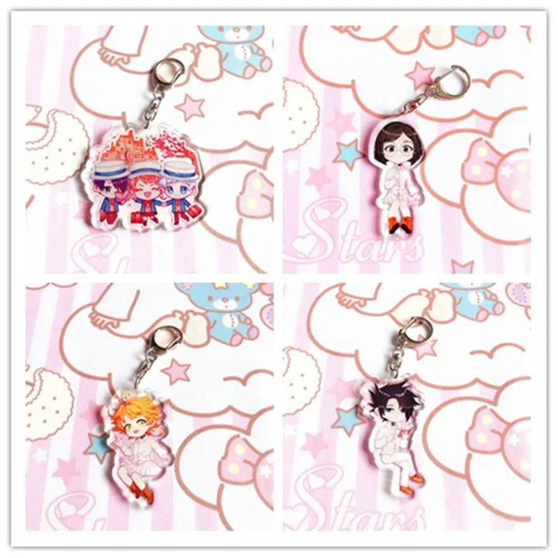 

Anime Cartoon The Promised Neverland Keychain Emma Q Style Acrylic Keyring Key Chain Women Bag Jewelry Children Gift 19168