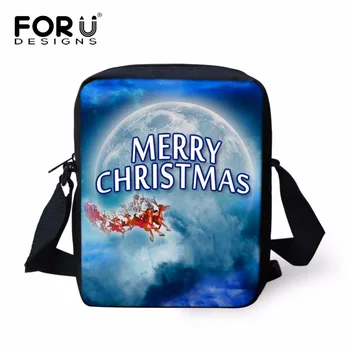 

FORUDESIGNS Merry Christmas Design Mini Women Messenger Bags Crossbody with Zipper Male Small Shoulder bags Kid Carry on Bag