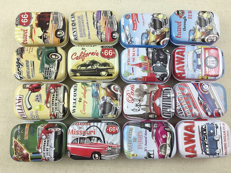 

16 pcs/lot Retro Car Style Vintage Mini Tin Box Storage Boxes Jewelry Wedding Favor Candy Box Accessories Free Shipping