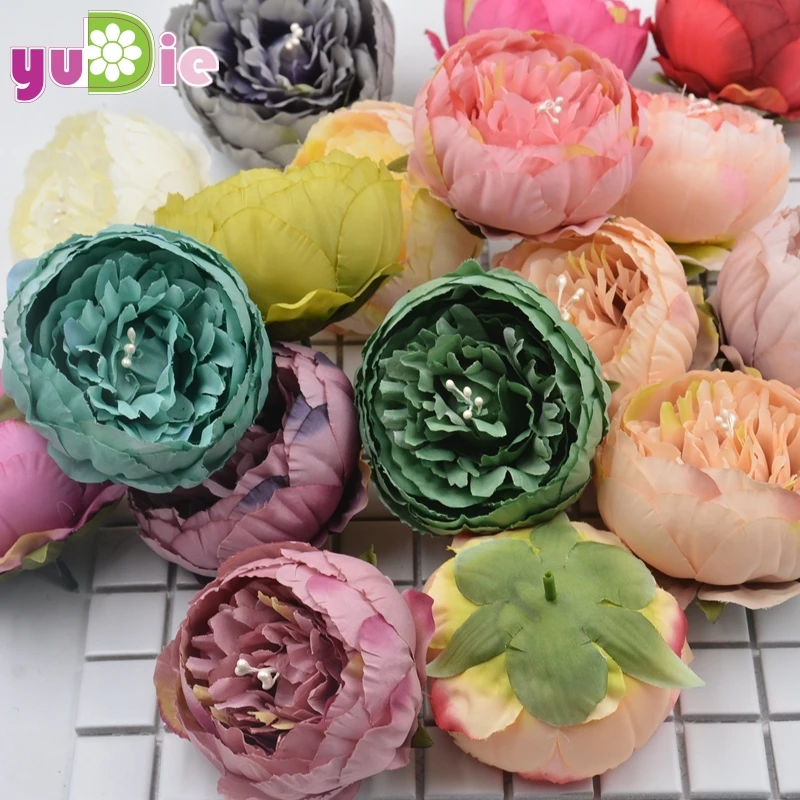 

Free shipping 20pcs/lot 8cm Big flowers peony Head Artificial Silk Flower Heads Craft Wedding Home Party Decoration