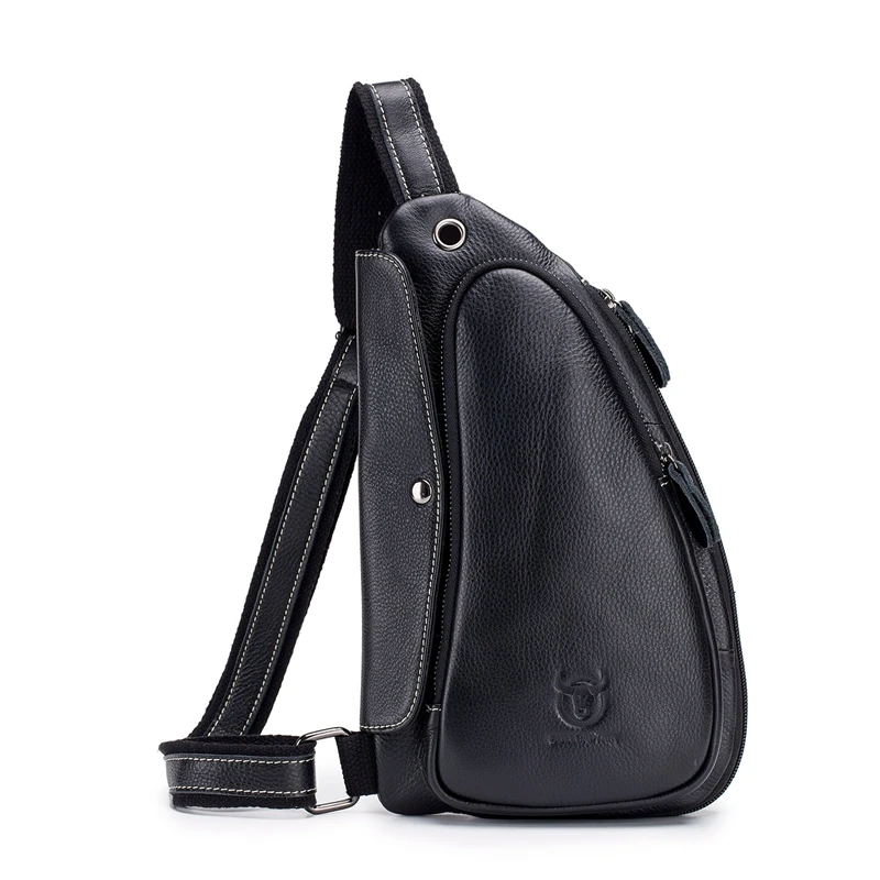 

AUAU-Bullcaptain Leather Crossbody Bag For Men Messenger Leather Chest Bag Casual Shoulder Strap Pack Fashion