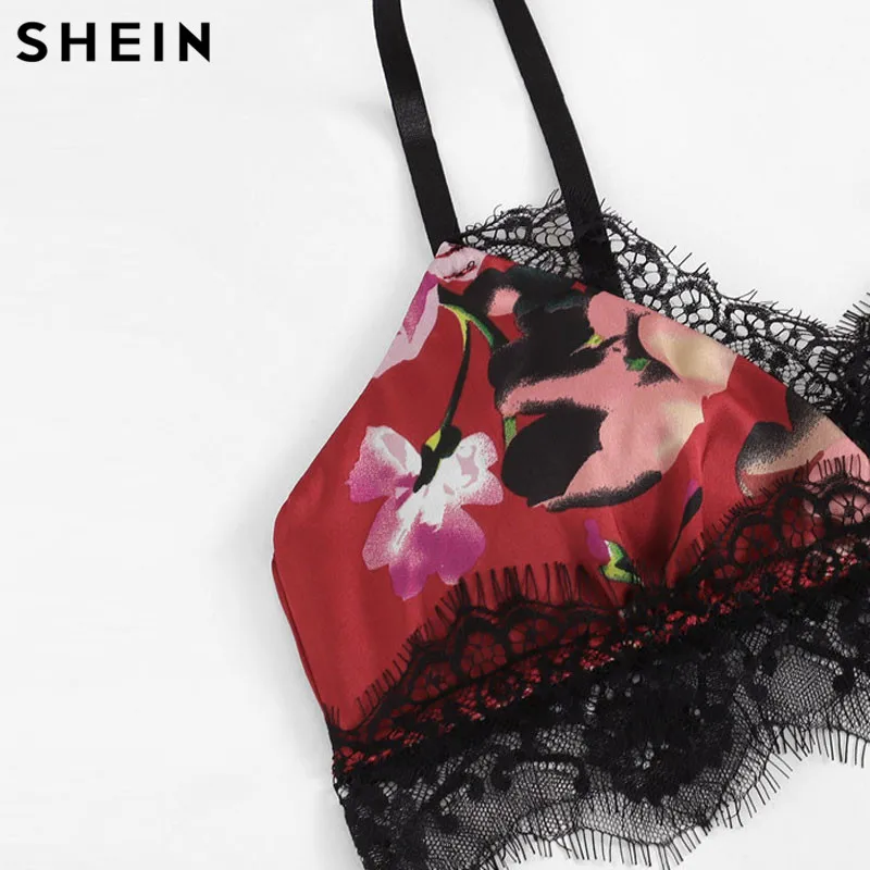 SHEIN комплект женского нижнего белья кружевные шорты с цветочным принтом и