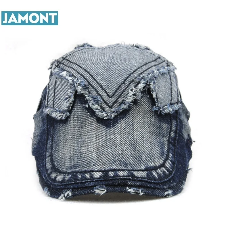Ковбойская Кепка JAMONT унисекс винтажная Джинсовая шапки береты с вышивкой для