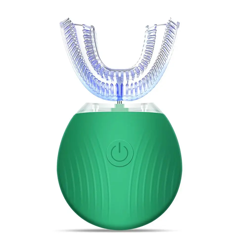 1 комплект 360 градусов авто дезинфекции U Форма таймер ультра Sonic Кремний электрический Зубная щётка Беспроводной Перезаряжаемые 3 режима зуб ничуть - Цвет: Зеленый