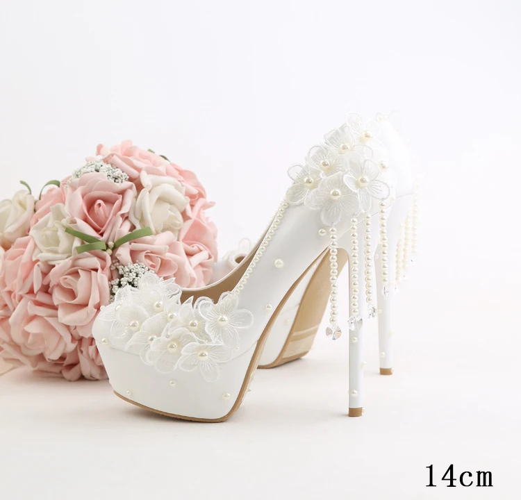 New Arrival Lace Wedding Women Shoes Fashion Sweet White Flowers PumpsPlatform Hig h Heels Pearls Wedding Shoes Bride Dress Shoe New Arrival Lace Wedding Women Shoes Fashion Sweet White Flowers PumpsPlatform Hig h Heels Pearls Wedding Shoes Bride Dress Shoe