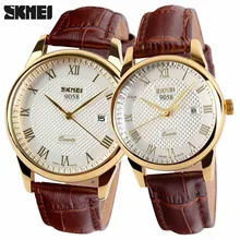 2020 skmei marca relógios masculinos quartzo negócios moda casual relógio de aço cheio data amante casal 30m à prova dwaterproof água