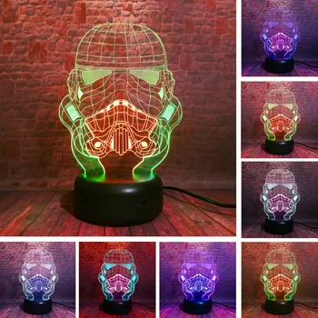 

Novelty 3D Mixed Colored Star Wars Storm Knight White Soldier 7 Color Change USB Touch Remote Table Night Light Toy Gift