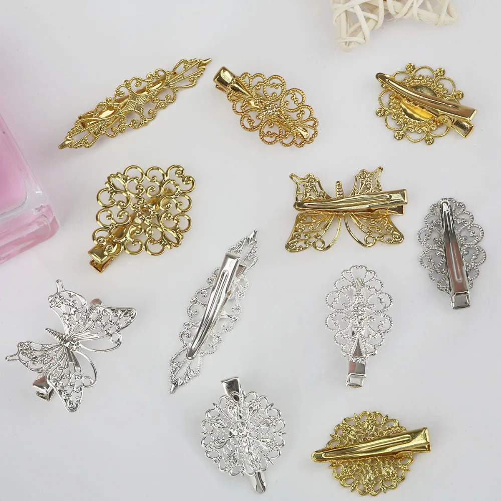 Hollow Iron Sheet Metal Flower Butterfly Torus DIY Jewelry Hairpin Duck Tongue Hair Clip Hair Accessory