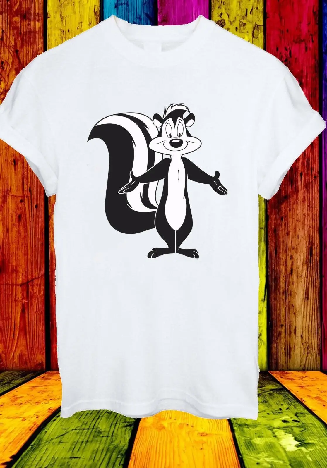 Pepe Le Pew Skunk Романтическая футболка с рисунком животных из мультфильма для мужчин и женщин унисекс 6482019 модный бренд 583% хлопок Принт круглый