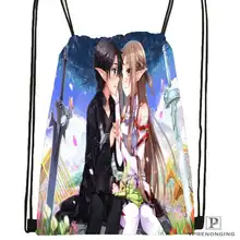 Пользовательские kirito-меч-art@ 1 Drawstring сумка-рюкзак для парня девушку милый рюкзак детский Ранец(черный сзади) 31x40 см#20180611-03-151