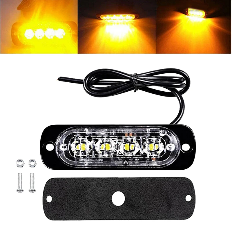 

12-24V 12W 4LED Yellow Truck Van Bar Off-road Car Urgent Warning Fog Light Lamp Ultra thin splash-proof Car Urgent Lights