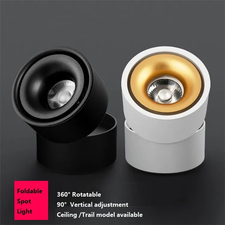 Conduziu a Lâmpada do Teto Ponto de Luz de Fundo Montagem em Superfície de 15 Dobrável e 360 Preto Branco Graus Rotatable Cob Ac85-265v 10 7 w 13 w w w preto Branco Conduziu a