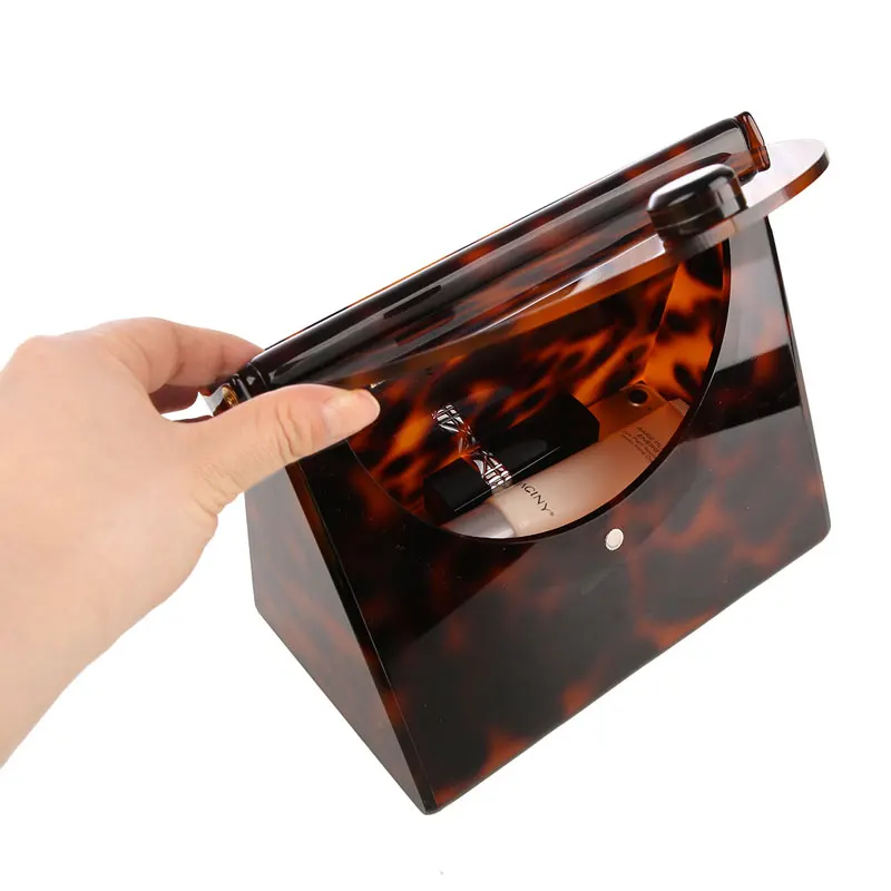 Роскошный кошелек клатч женский винтажный Леопардовый принт мини сумки элегантные вечерние сумки акриловые клатчи ZD1181