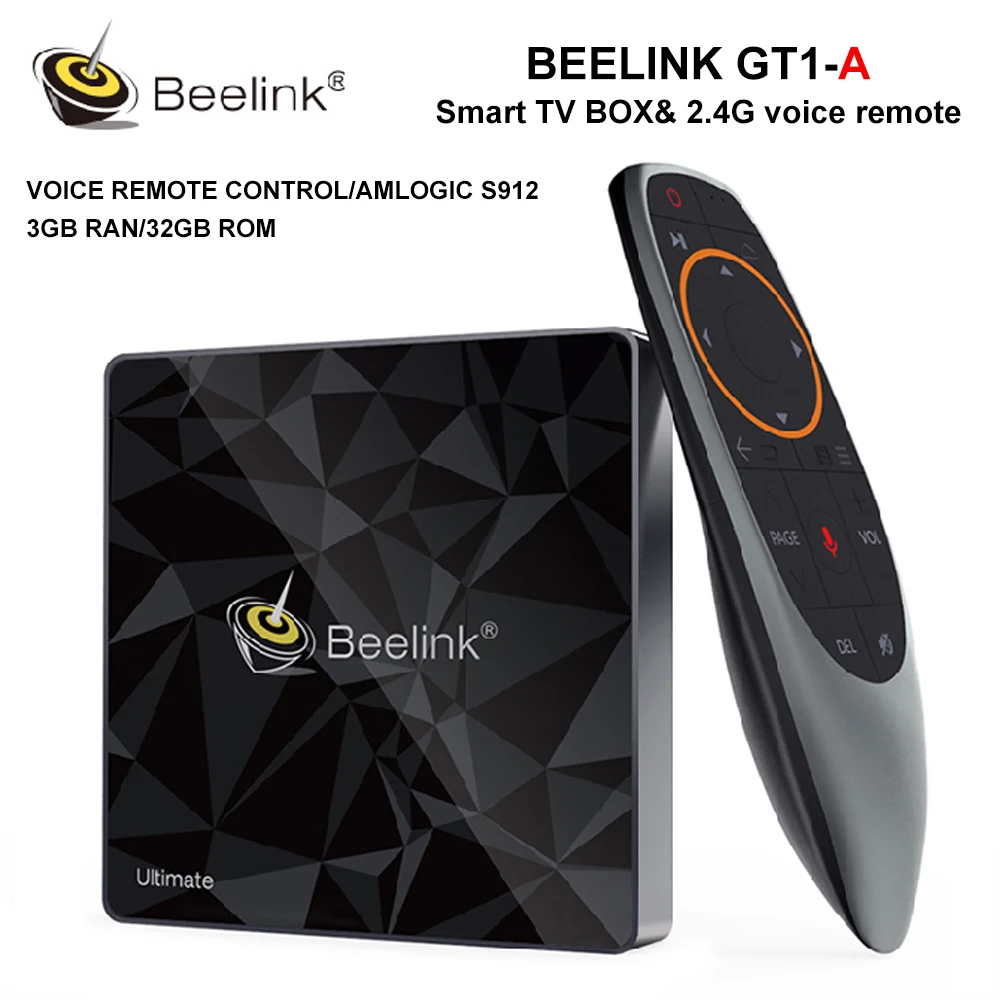 

Beelink GT1 - A Android 7.1 Smart TV Box S912 Octa Core with Voice Control Remote 3G 32G Set-top Box Set Top Box Media Player