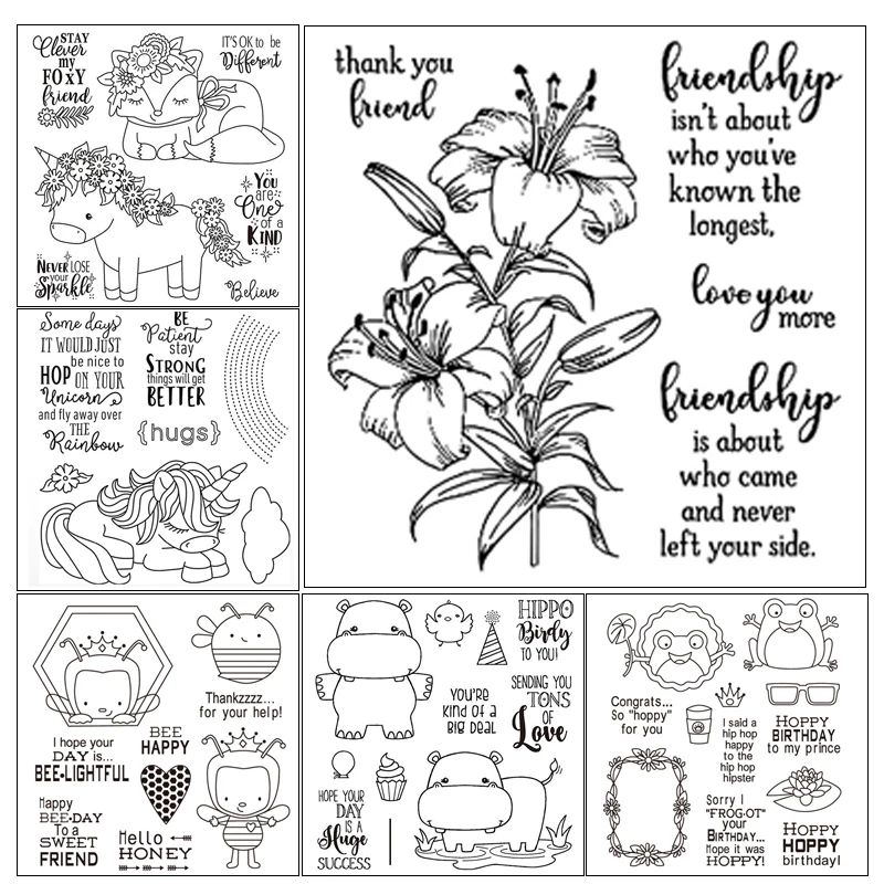 

Cartoon Animals Transparent Silicone Clear Stamps for DIY Scrapbooking/Photo Album Decorative Card Making Clear Stamps Supplies