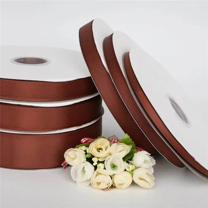 

7/10/15/20/25mm 5yards Brown Gift Packing Grosgrain Ribbon for Wedding Party Decoration DIY Handmade Crafts Garment Materials