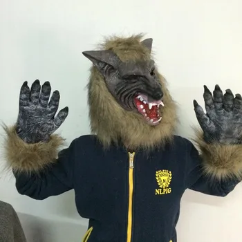 

Halloween Horror Scary Faces Latex Animals Wolf Head Covers Stage Props for Children Wolf Masks Wolf Head Suits.