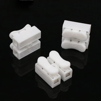 

NEW 100pcs CH-2 2p G7 Spring Wire Quick Connector Splice With No Welding No Screws Cable Clamp Terminal 2 Way Easy Fit Led Strip