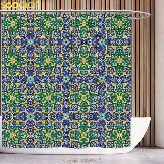unique shower curtain arabian decor ornate arabic ethnic mosaic