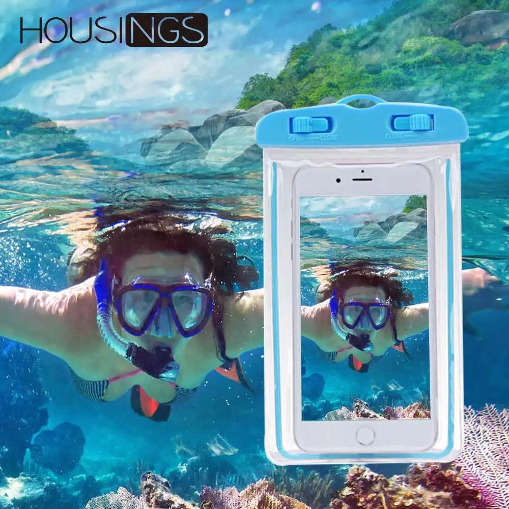 

For iPhone 7 8 X Phone Bags Cases Luminous Waterproof Bag For xiaomi Mi A2 Outdoor Swimming Diving Waterproof Smartphone Case