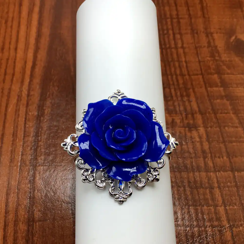25 шт./партия темно-синий с розами кольца для салфеток Серебряные Обручи романтические красивые вечерние украшения для стола