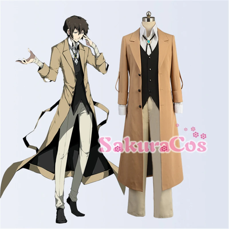

Anime Cosplay Bungo Stray Dogs Osamu Dazai Cosplay Costume Coat+Vest+Shirts+Pants Custom Made