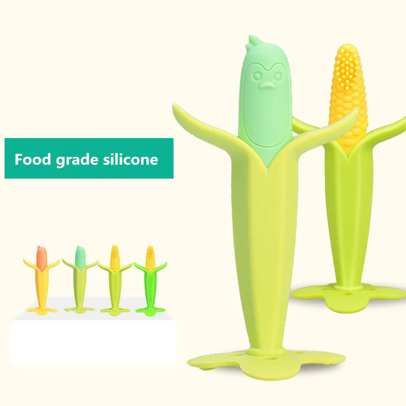 Baby Teether Food Grade Silicone Banana Corn Toothbrush Infant Cartoon
