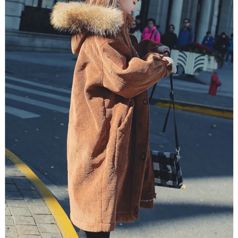 Coréenne Coton 2018 Hiver Épais X374 Nouvelle Vêtements Veste Longue Version Section Femmes D'agneau Manteau Pink Capuche Chic caramel À Velours 5vSqwwg