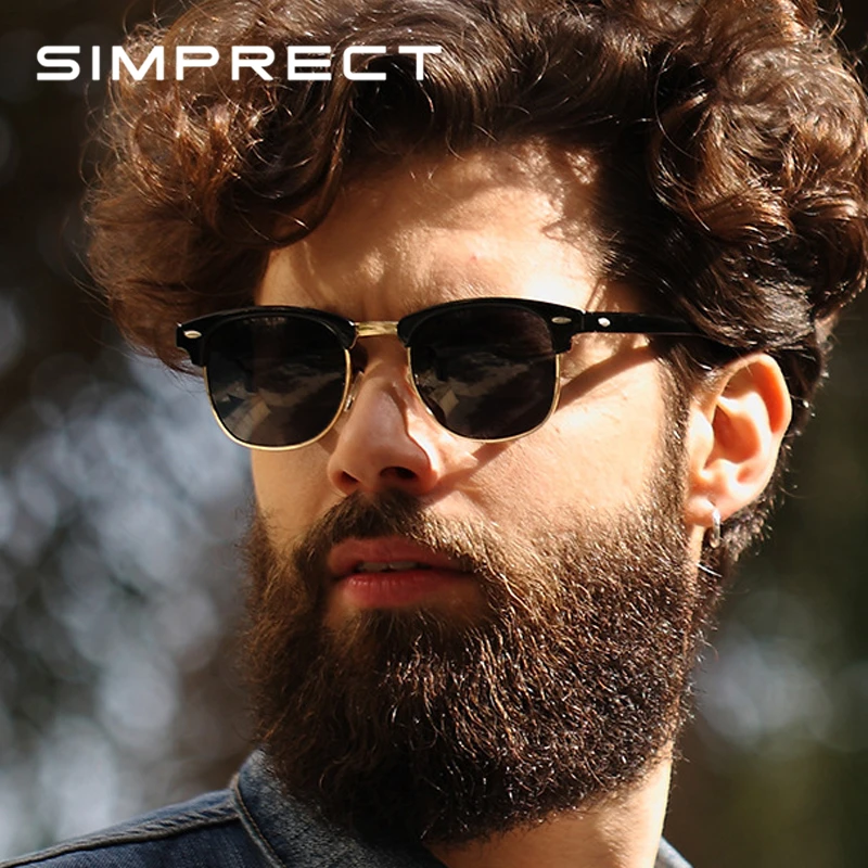 

SIMPRECT 2019 Retro Sunglasses Men Polarized UV400 High Quality Square HD Mirror Sun Glasses Vintage Lunette De Soleil Homme