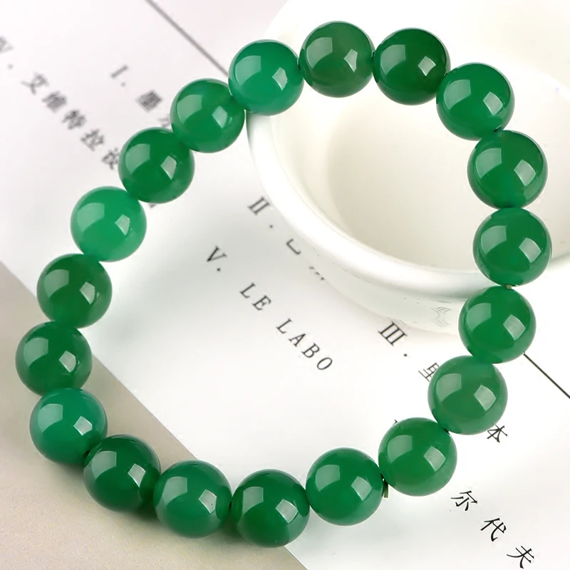 Красивые ювелирные изделия китайский 8 мм бисер из зеленого нефрита эластичный браслет