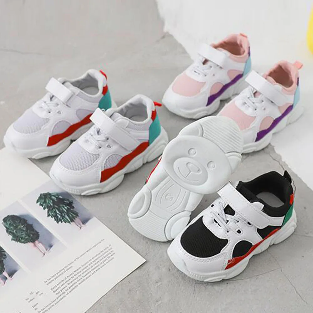 Kids Shoes Boys Girls Sneakers Fashion Colorful Patchwork Design Casual Shoes Hook Loop New Fashion Children Brand Shoes Hot D30