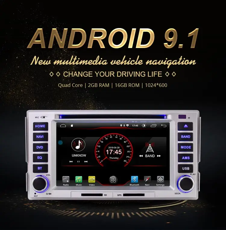 Clearance JDASTON Android 9.1 Car DVD Player For HYUNDAI SANTA FE 2006-2012 Multimedia GPS Navigation 2 Din Car Radio Audio Stereo WIFI 1