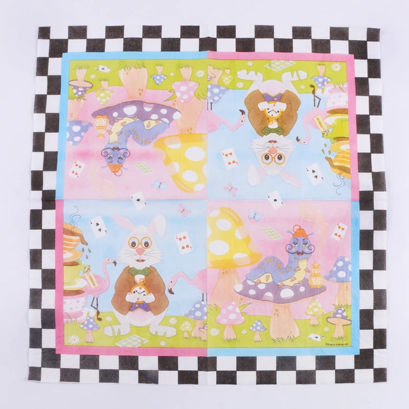 

decoupage wedding napkins paper cartoon animal tissue rabbit Mushroom flamingo snail party decor serviettes 20 vintage towel