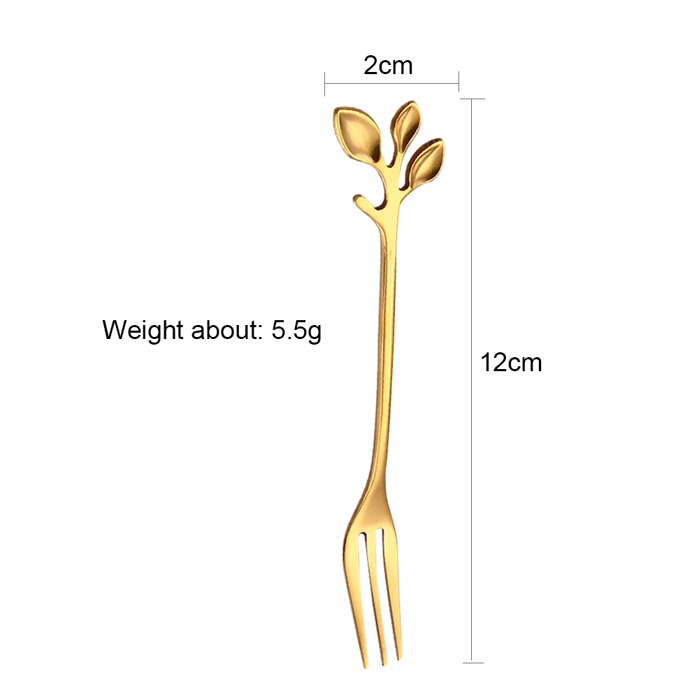 Креативные веточные ложки в виде листьев и вилки из нержавеющей стали, десертная кофейная ложка, вилка для детей, рождественский подарок