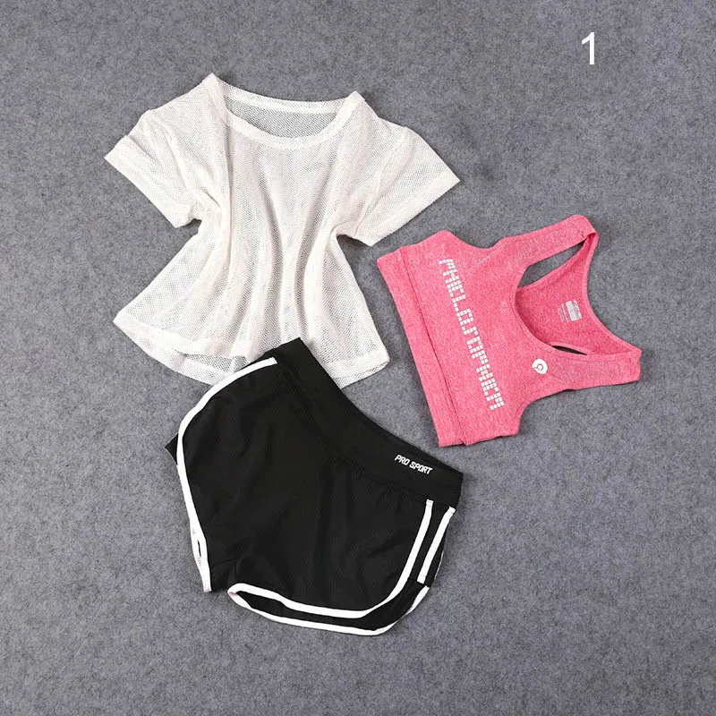 Комплект из 3 предметов, Женский костюм для йоги, одежда для фитнеса, спортивная одежда для женщин, спортивная одежда для тренировок, спортивная одежда для бега, костюм для йоги, комплекты - Цвет: 1