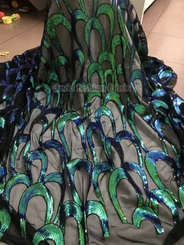 

nigerian french lace fabric with sequins David-5619 high quality african cord lace Tulle lace