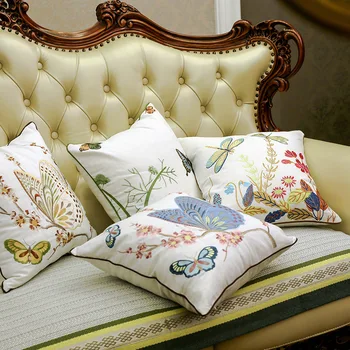 

Cushion Cover Embroidered Butterfly Dragonfly Throw Personalized Pillow Case Home Sofa Decor 45x45cm Free Shipping Case Cojine
