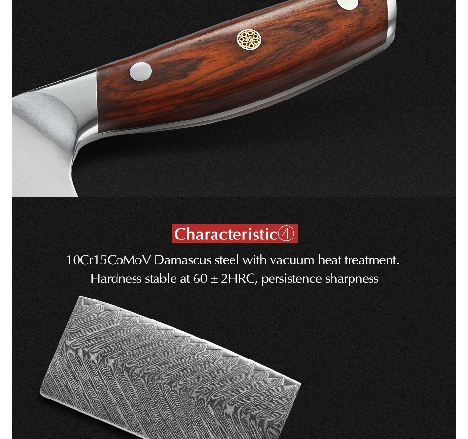 XINZUO 7 ''Кливер нож 67 слоев дамасской стали кухонные ножи Новое поступление нож для нарезки с высококачественной ручкой из розового дерева