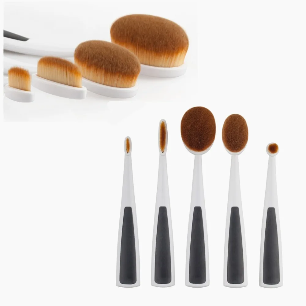 

5Pcs/set Cosmetics Oval Brush Toothbrush Blush Foundation Makeup Brush Set Beauty Eyeshadow Make Up Brushes Set Kit Accessories