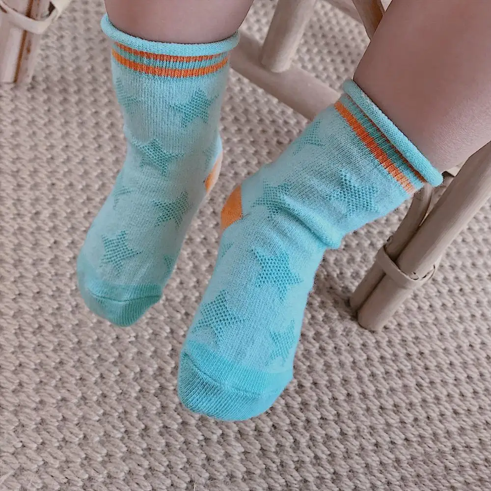 MYUDI 3 Pairs Baby Boys' Cotton Summer Short Socks Ribbed Cuffed Star Mesh Bright Color Stripped Airy Children Girl's Socks MYUDI 3 Pairs Baby Boys' Cotton Summer Short Socks Ribbed Cuffed Star Mesh Bright Color Stripped Airy Children Girl's Socks