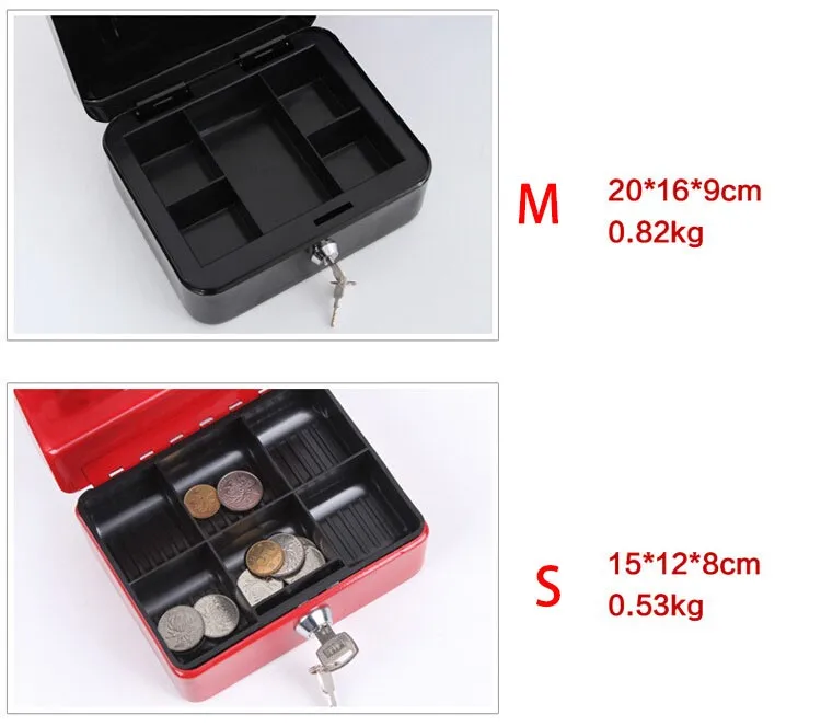 Mini Portable Security Safe Box Money Jewelry Storage Collection Box For Home School Office With Compartment Tray Lockable XS (15)