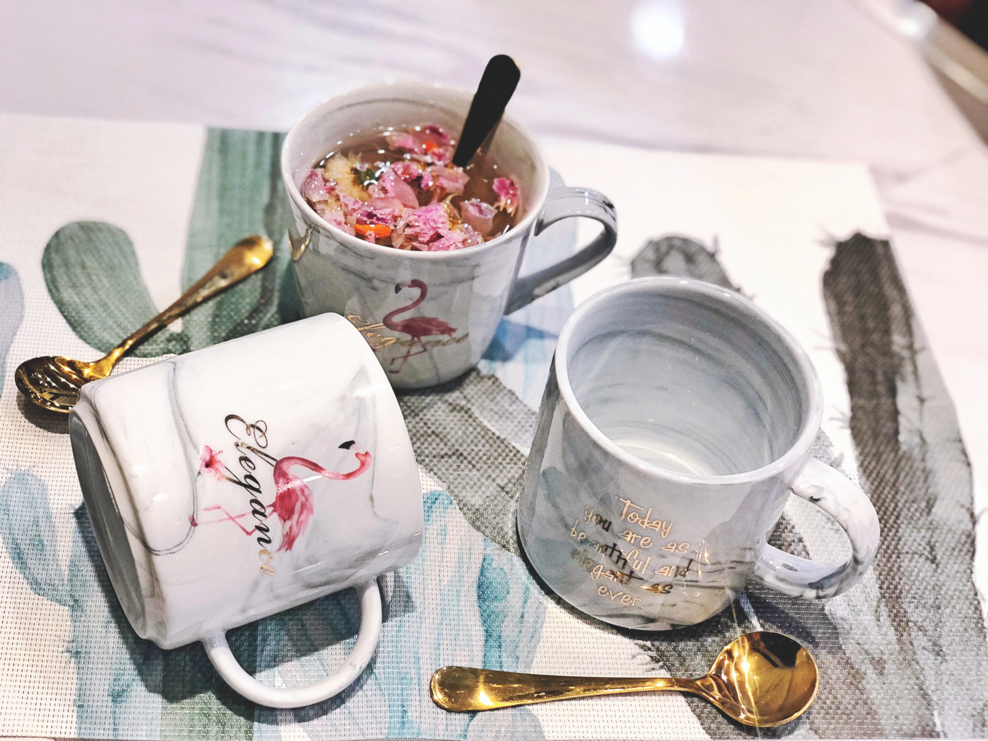380 мл Творческий Керамика ручка кружка Мрамор текстура Фламинго с надписью посуда офис Кофе Молоко Фруктовый сок чашки воды