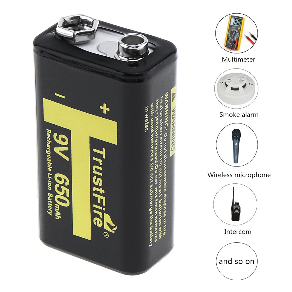 TrustFire 9V 6F22 550 mAh/650 mAh аккумуляторная батарея для мультиметра/беспроводного