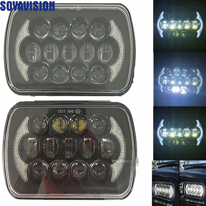 pair 5x7 7x6 inch led headlight 7 inch 105W headlamp replacements for 1986-1995 Jeep Wrangler YJ and 1984-2001 Jeep Cherokee XJ.jppopg.jPpg