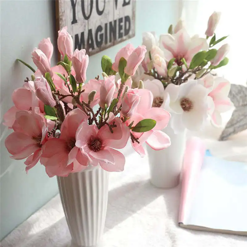 

Artificial Fake Flowers Leaf Magnolia Floral Wedding Bouquet Party Living Room Hot Bouquet for decoration silk Brand New19APR24