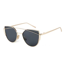 2016 vintage Mirror female Sunglasses Women Cat Eye Sunglasses Brand Designer Twin-Beams ladies Sun glasses for women Oculos Fem